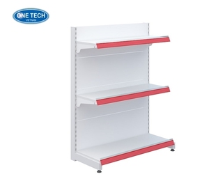 Étagères de supermarché à dos plein personnalisables / Étagères gondoles à dos uni, présentoir métallique Vietnam, 3-6 niveaux, personnalisable - Product Image 1
