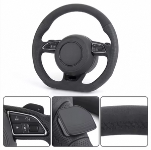 พวงมาลัยแบบ S-Line Sport Bottom Volant หุ้มหนัง Alcantara ด้านบน ไม่มีถุงลมนิรภัย สำหรับ Audi A6 C7 A3 <span class=keywords><strong>A4</strong></span> B8 <span class=keywords><strong>B9</strong></span> RS3 RS7 A8 - Product Image 3