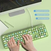 Clavier d'ordinateur filaire OEM ODM, touches rondes, style machine à écrire rétro, clavier pleine taille, USB Plug and Play pour ordinateur portable, PC de bureau, Windows