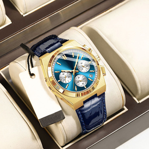 <span class=keywords><strong>Reloj</strong></span> para Hombre de Lujo con Correa de Cuero y Acero Inoxidable, Pantalla de 24 Horas, Cronógrafo Resistente al Agua, <span class=keywords><strong>Reloj</strong></span> de Pulsera de Cuarzo - Product Image 4