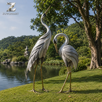 Fuente de Agua Moderna con Escultura de Grulla de Acero Inoxidable, Decoración de Jardín Exterior, Fabricante de Estatuas de Animales Personalizadas