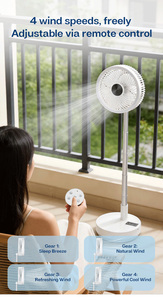 Ventilateur télescopique pliable ultra silencieux avec hauteur réglable et 4 vitesses de vent, moteur DC sans balais avec batterie de 7200 mAh - Product Image 3
