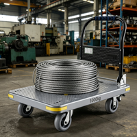Carretilla de Plataforma Plegable de Cuatro Ruedas, Resistente, de 1000 kg, de Plástico, Portátil, OEM para Logística de Almacén