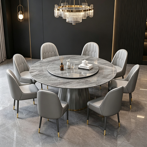Ensemble de table à manger moderne en pierre frittée et marbre avec 6 chaises, design rotatif pour la salle à manger à domicile - Product Image 6