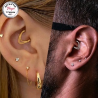 Anneau de piercing pour le nez en titane G23 ASTM F136 poli miroir en forme de goutte d'eau, clicker pour septum, hypoallergénique, anneau pour l'oreille Daith, bijoux de corps