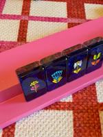 Jeu de Mahjong Américain de Luxe Moderne Abstrait Floral Pailleté avec Tuiles Bleues Confetti – Ensemble Portable pour Divertissement