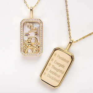 Zodyak Burçları <span class=keywords><strong>Tarot</strong></span> Renkli Zirkonyum Yağ Damlası 18 Ayar Bakır Altın Kaplama Su Dalgası Zincir Kolye Trendy Hediye - Product Image 5