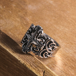 Men's <b>Titanium</b> Steel Cross <b>Ring</b> Vintage Artistic Design Everyday Wear SA342 - Product Image 3