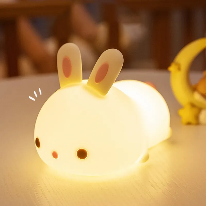 실리콘 터치 센서 제어 led 토끼 램프 라이트 업 실리콘 동물 야간 조명 키즈 베이비 야간 조명