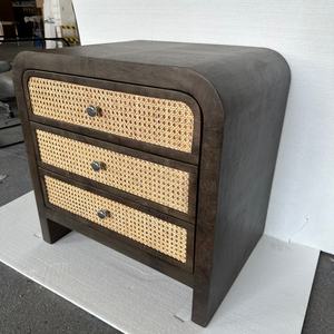 Cómoda de Estilo Nórdico con Acabado en Madera de Sauce y Asa de Hierro, Mesita de Noche para Dormitorio - Product Image 3