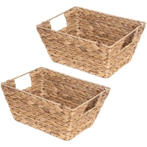 Handwoven Rectangular Water Hyacinth Seagrass Storage <b>Bin</b> Gift Basket Tray Boho Home Decor Organizer Wholesale Vietnam - Product Image 1