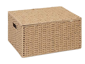 Eco Friendly Rustic Water Hyacinth Multifunctional Storage Basket Organizer <b>Bin</b> <b>with</b> Hinged <b>Lid</b> - Product Image 1