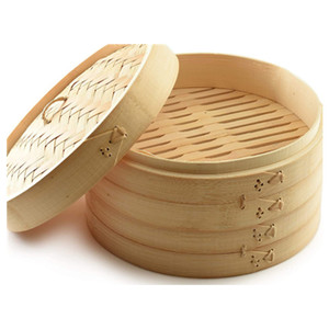 Vaporizador de bambú hecho a mano, cestas de dos niveles, Dim Sum, Dumpling, comida china, prémium, 10 pulgadas - Product Image 5