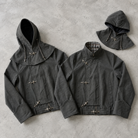 Veste de travail robuste pour homme, personnalisable, directement de l'usine, avec capuche amovible, fermeture à boutons, en toile résistante, style streetwear
