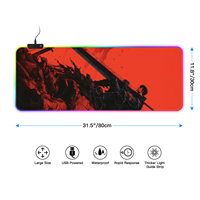 Tapis de souris de jeu RGB Anime personnalisé 30x80cm grand tapis de bureau LED avec bord éclairé pour les joueurs