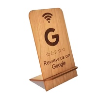 Soporte de Madera NFC para Reseñas de Google Maps, Menú de Restaurante en Redes Sociales, Soporte de Madera NFC con Impresión UV Personalizada o Grabado Láser