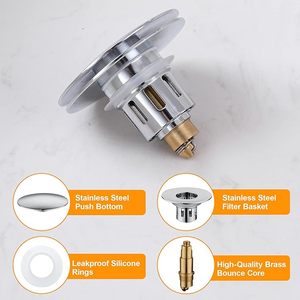 Robinet de lavabo de salle de bain <span class=keywords><strong>d</strong></span>'hôtel moderne en laiton avec <span class=keywords><strong>bouchon</strong></span> de vidange escamotable et fonction de <span class=keywords><strong>d</strong></span>écharge <span class=keywords><strong>d</strong></span>'eau, finition chromée polie - Product Image 6