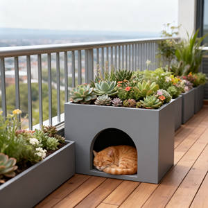 Harsambachten Moderne 2-in-1 plantenbak & dierenhuis Moderne bloempotten voor buiten, openbaar park, huis, balkon, achtertuin, tuindecoratie - Product Image 6