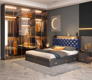 Juego de Dormitorio Moderno de Diseño Nuevo y Más Vendido, Cama King <span class=keywords><strong>Size</strong></span> de Lujo, Muebles de Dormitorio de Madera con Almacenamiento - Product Image 3