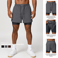 Shorts de sport 2-en-1 à séchage rapide pour hommes, avec compression double couche et anti-frottement, pour la gym, la course et l'entraînement athlétique