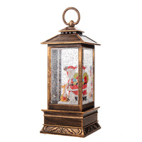 Ornements de Noël, lanterne, boule de cristal, boîte à musique avec lumière de chute de neige, style dessin animé en plastique, cadeau de Noël, lampe de chevet