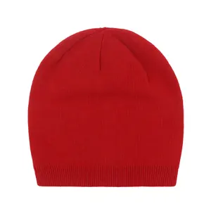 Promosi Beanie akrilik uniseks dengan rajutan Jacquard Logo tenun topi musim dingin dewasa 100% wol dan bahan katun