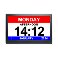 Jam Dinding Digital 10 Inci Besar, Kalender, Jam Analog, Layar Meja, Jam Alarm untuk Perawatan Demensia