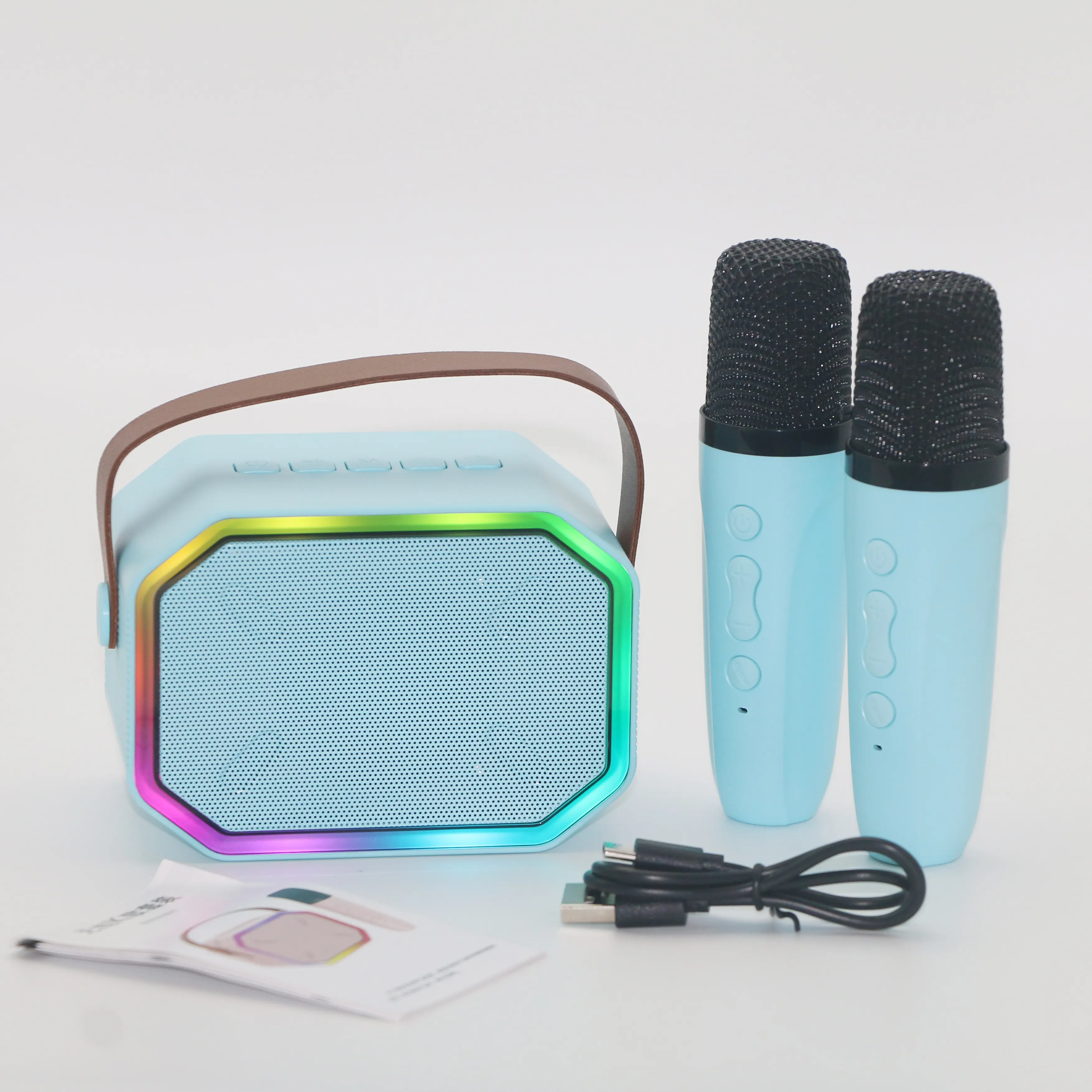 Özel taşınabilir hediye parti kutusu Stereo ses Ktv kablosuz oyuncu Mini mikrofon ev Karaoke seti mikrofonlu hoparlör ve bluetooth