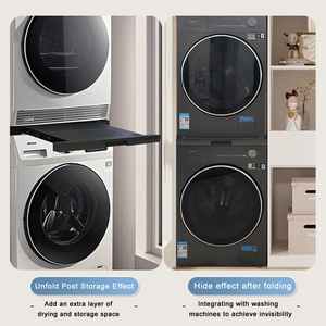 Meuble de base <span class=keywords><strong>pour</strong></span> lave-linge, étagère empilable, cloison coulissante, support de connexion <span class=keywords><strong>pour</strong></span> sèche-linge, étagère de rangement, séchoir, matériau ABS - Product Image 1