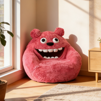 Fauteuil pouf géant en forme de monstre rose, en peluche moelleuse, canapé paresseux, siège de sol, pouf créatif surdimensionné, animal en peluche, décoration de chambre d'enfant, cadeau