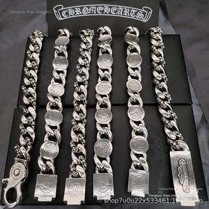 Chrom Herz Kettenarmband Charm-Armreif für Männer und Frauen Versilbert Kreuz Schwert Vintage Retro Trendy Punk Mode Großhandel - Product Image 2