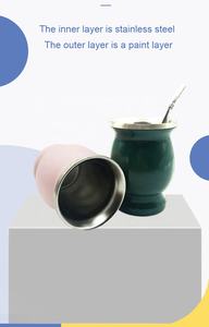 <span class=keywords><strong>Southamerica</strong></span> Brésilien Naturel 8Oz Double Paroi Isolé En Acier Inoxydable Gourde Yerba Mate Tasse À Thé Tasse Tumbler Ensemble - Product Image 2