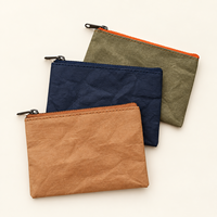 Pochette zippée en papier kraft lavable, porte-monnaie, porte-cartes, petit organisateur de voyage, portefeuille, sac de rangement pour cosmétiques