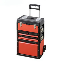 Boîte à outils à poignée rétractable |   Valise à roulettes portable en plastique à 3 niveaux |   Kit de rangement portable pour outils à main avec tige combinée amovible