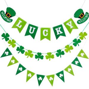 Feltro Shamrock Clover Garland Wall Hanging feltro Clover Banner 3 pack per la festa delle decorazioni del giorno di san patrizio - Product Image 1