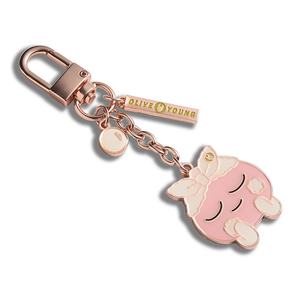 Porte-clés décoratif de haute qualité avec pendentif de personnage de dessin animé rose mignon, personnalisable avec logo - Product Image 2