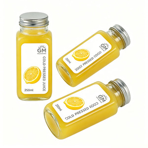 Bouteille en verre carrée française 250ml 350ml 500ml pour café pressé à froid, thé au lait, jus de fruits, boisson, 16oz, avec couvercle - Product Image 2