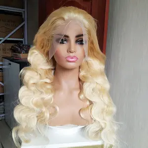 26 inch Body Wave 613 Golden 13x4 raw indian vietnamese brazilian virgin Human Hair Transparent Hd Lace Front Frontal Wig