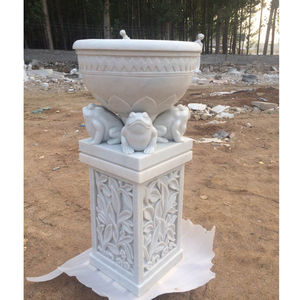 Jardinières extérieures en marbre blanc Pots de fleurs romains Vente en gros - Product Image 4