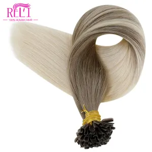 Ruili No clip large stock natural hair ombre hair dye wedding styles pre bonded hair u tip extensions