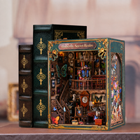 Kit de maison de poupée miniature DIY en bois 3D, insert de coin de lecture, motif papillon vintage, avec lumière LED, décoration esthétique de bureau