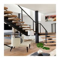 ACE escalier Design moderne garde-corps en verre Invisible boîte en bois escalier flottant