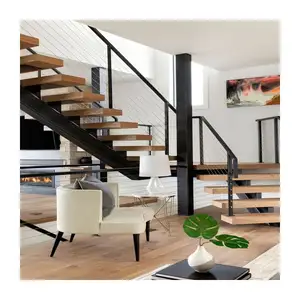 ACE Stairs-barandilla de vidrio de diseño moderno, caja de madera Invisible, escaleras flotantes escalonadas