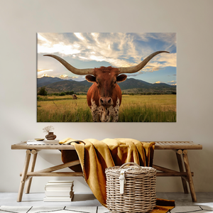 Texas Longhorn Cow Art: Printed Canvas Wall Decor - Elegant Design,<b>WRAPPED</b> CANVAS - Product Image 3