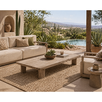 Table basse rectangulaire d'extérieur en teck de qualité supérieure, table centrale moderne pour patio, villa, resort, mobilier de bord de piscine