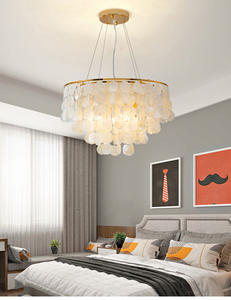 Hfbh 2024 Minimalistisch Interieur Schelp Hotel Slaapkamer Cake Stand Hanglamp Indoor Moderne Gouden Luxe Schelp Kroonluchter - Product Image 5