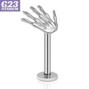 Hand Labret | G23 Titanium Surgical Grade Threaded <b>Piercing</b> Jewelry Hypoallergenic Body Accessory - Product Image 5