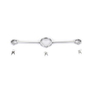 Collier de cou en métal avec menottes, en acier inoxydable, pour bondage BDSM, jouets sexuels pour couples, barre d'écartement, menottes - Product Image 3