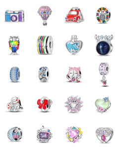 Ciondolo a Forma di Cuore Placcato Argento/<span class=keywords><strong>Oro</strong></span>/<span class=keywords><strong>Oro</strong></span> Rosa con Zirconi e Perline Piatte - Design Portafortuna Unisex per Uso Quotidiano - Product Image 2