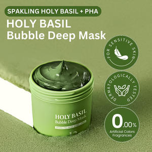 Organic Holy Basil 90g Bubble <span class=keywords><strong>Mask</strong></span> Dual Pore Brush Set Sem Sulfato de Limpeza Profunda Poros Blackhead Remover para Rosto Pele Poros - Product Image 4